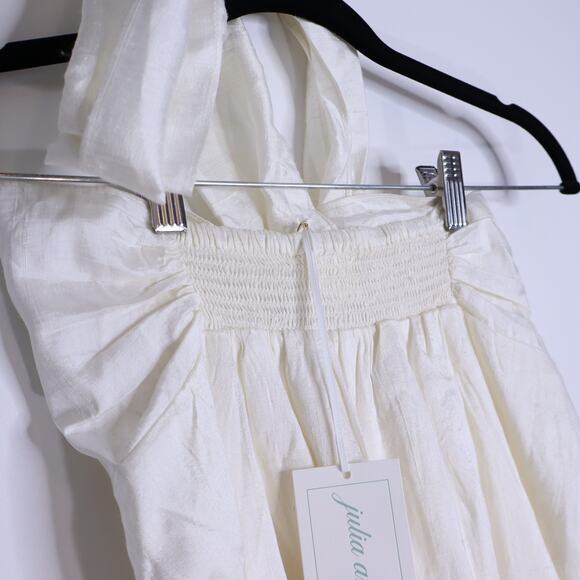 JULIA AMORY NWT Dupioni Silk Halter Dress Ivory Knee Length Tie Neck Women's XS - Picture 6 of 9